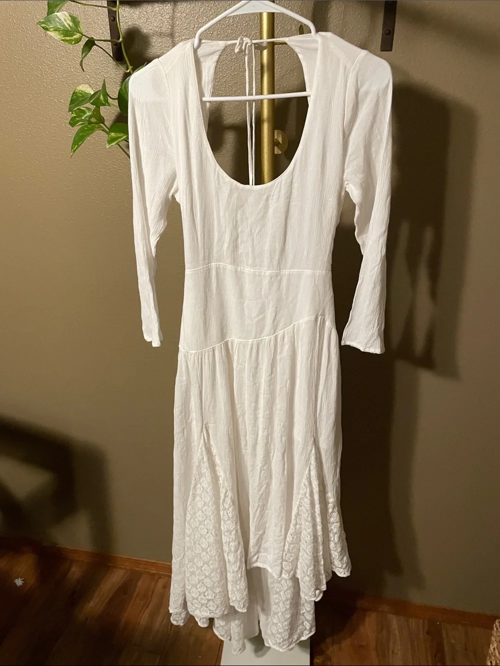 NWY Free People Ivory Open-Back Maxi Dress with Lace Panels - Picture 4 of 10